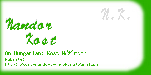 nandor kost business card